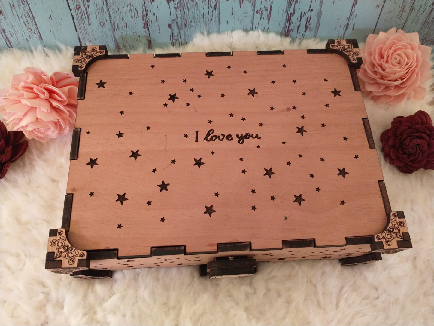 "I Love You to the Moon and Back" Wooden Jewelry Box