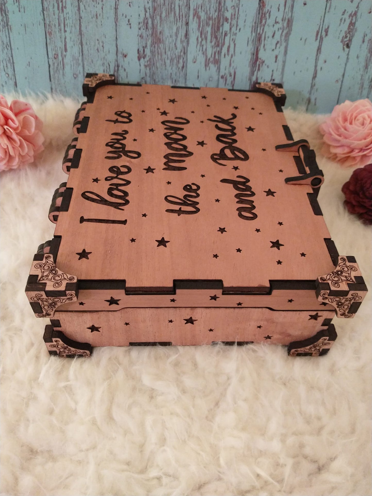 "I Love You to the Moon and Back" Wooden Jewelry Box