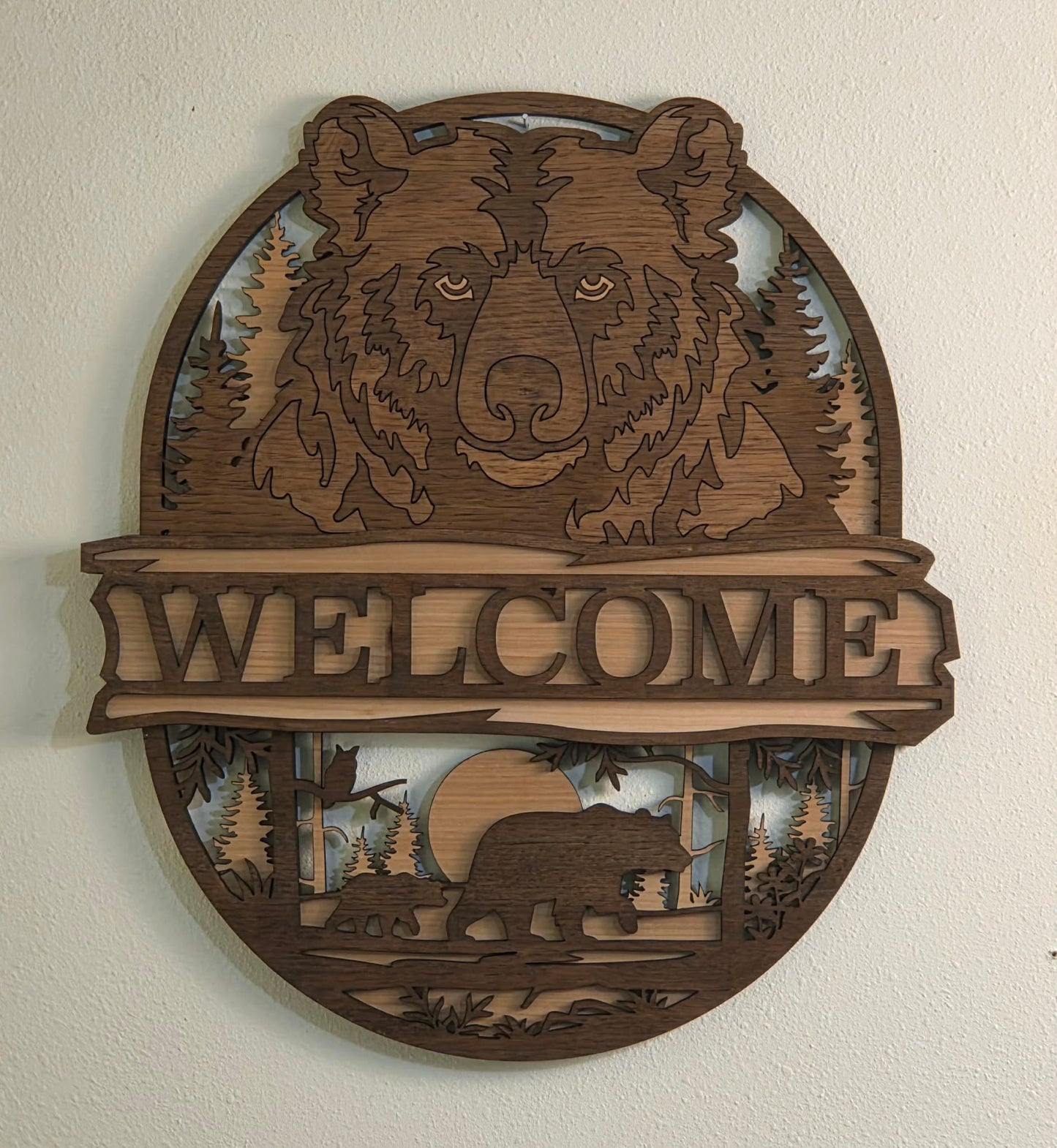 Layered Bear Welcome Sign