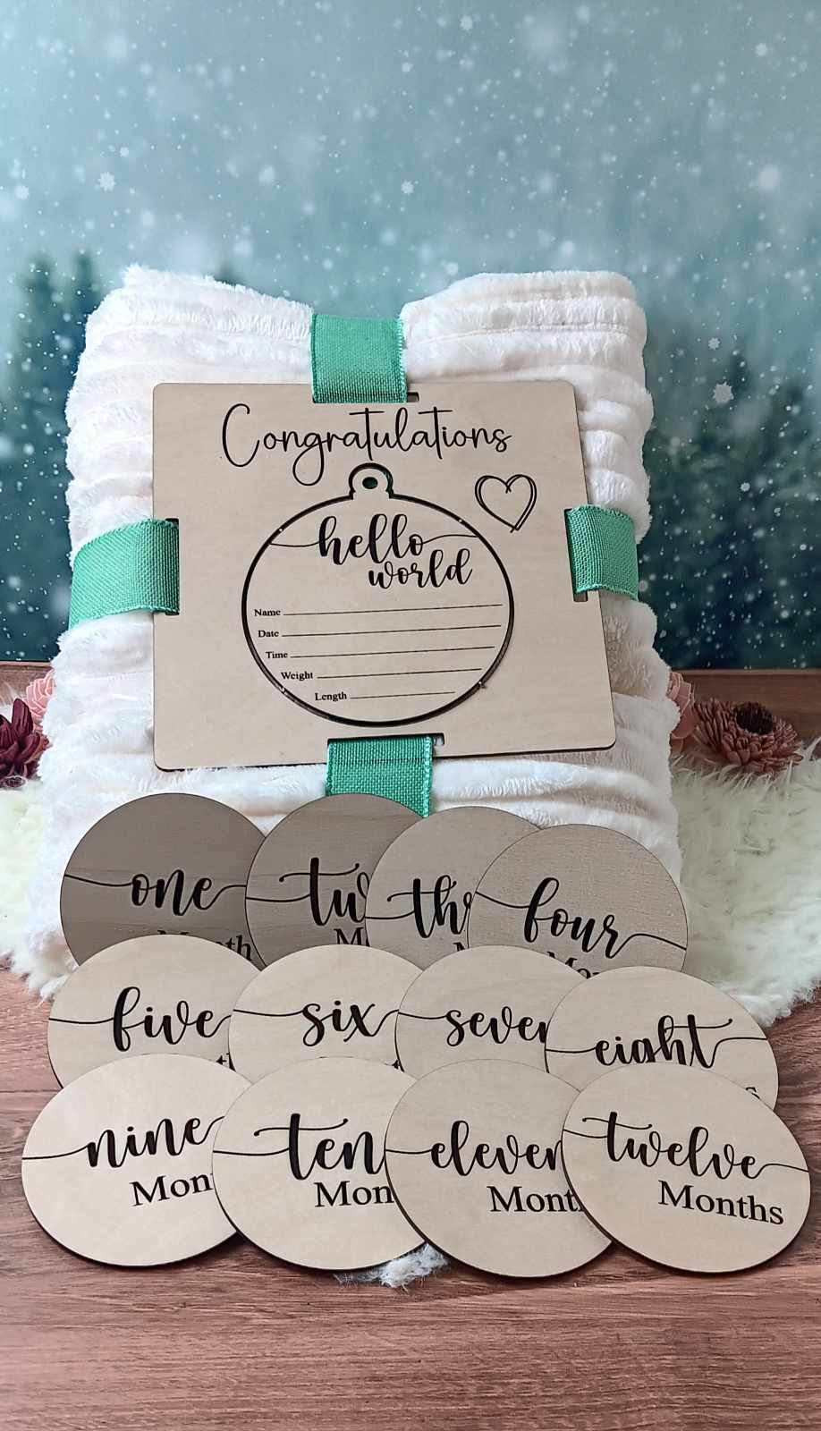 Baby Milestone Blanket and Wooden Marker Set