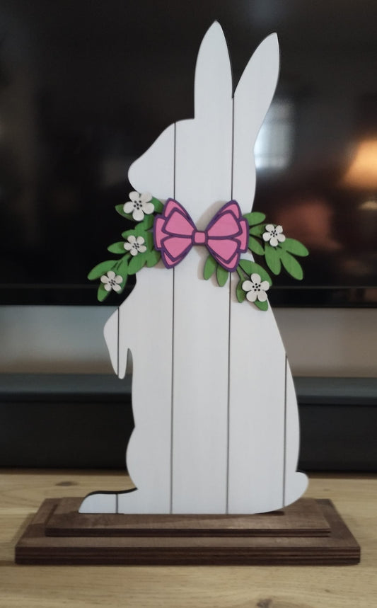 Standing Rabbit Shiplap Shelf Sitter