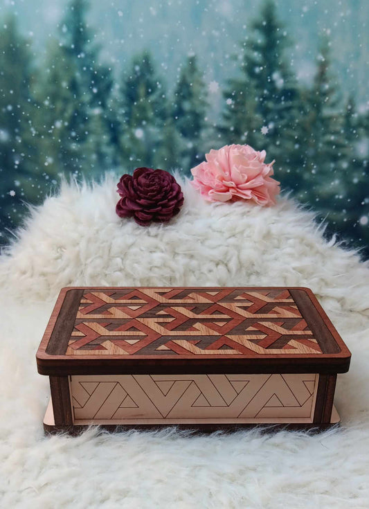 🌿 Handcrafted Geometric Wooden Keepsake Box 🌿