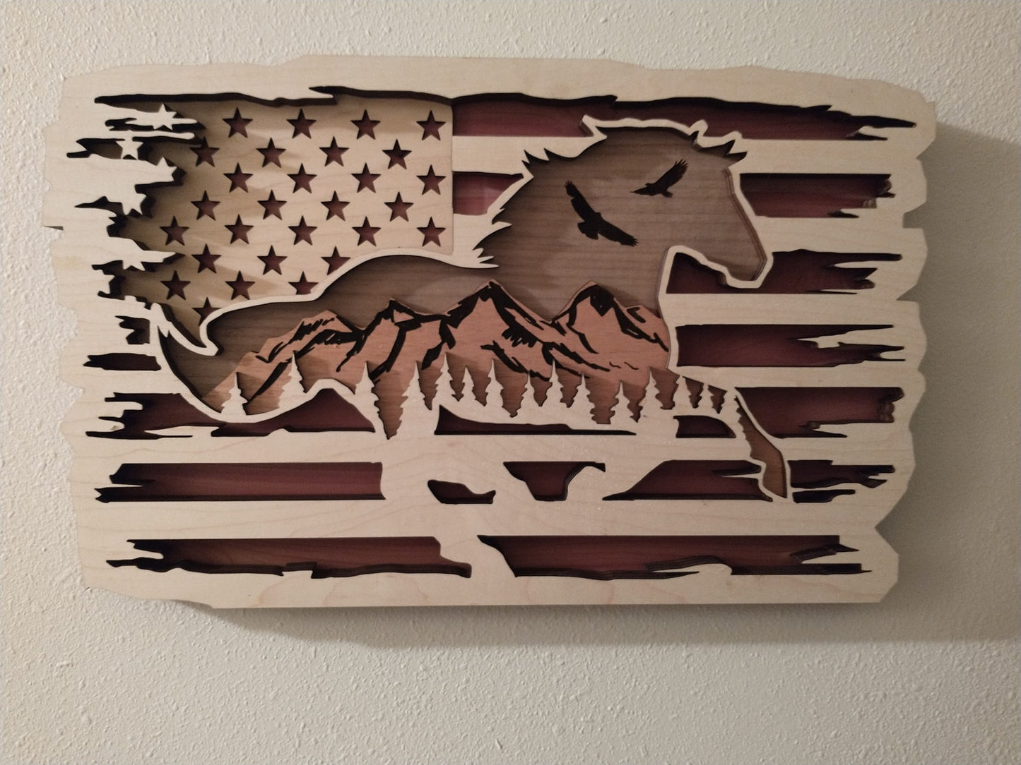 Multi Layered Horse with Flag