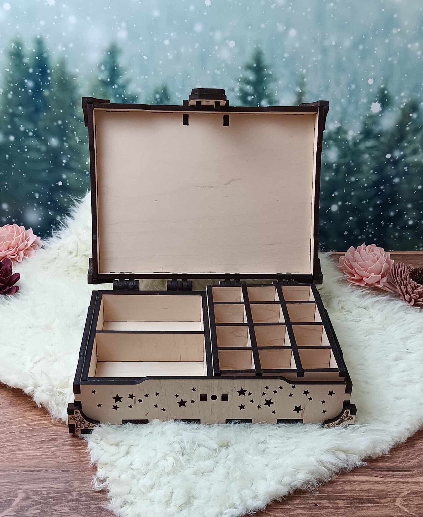 "I Love You to the Moon and Back" Wooden Jewelry Box
