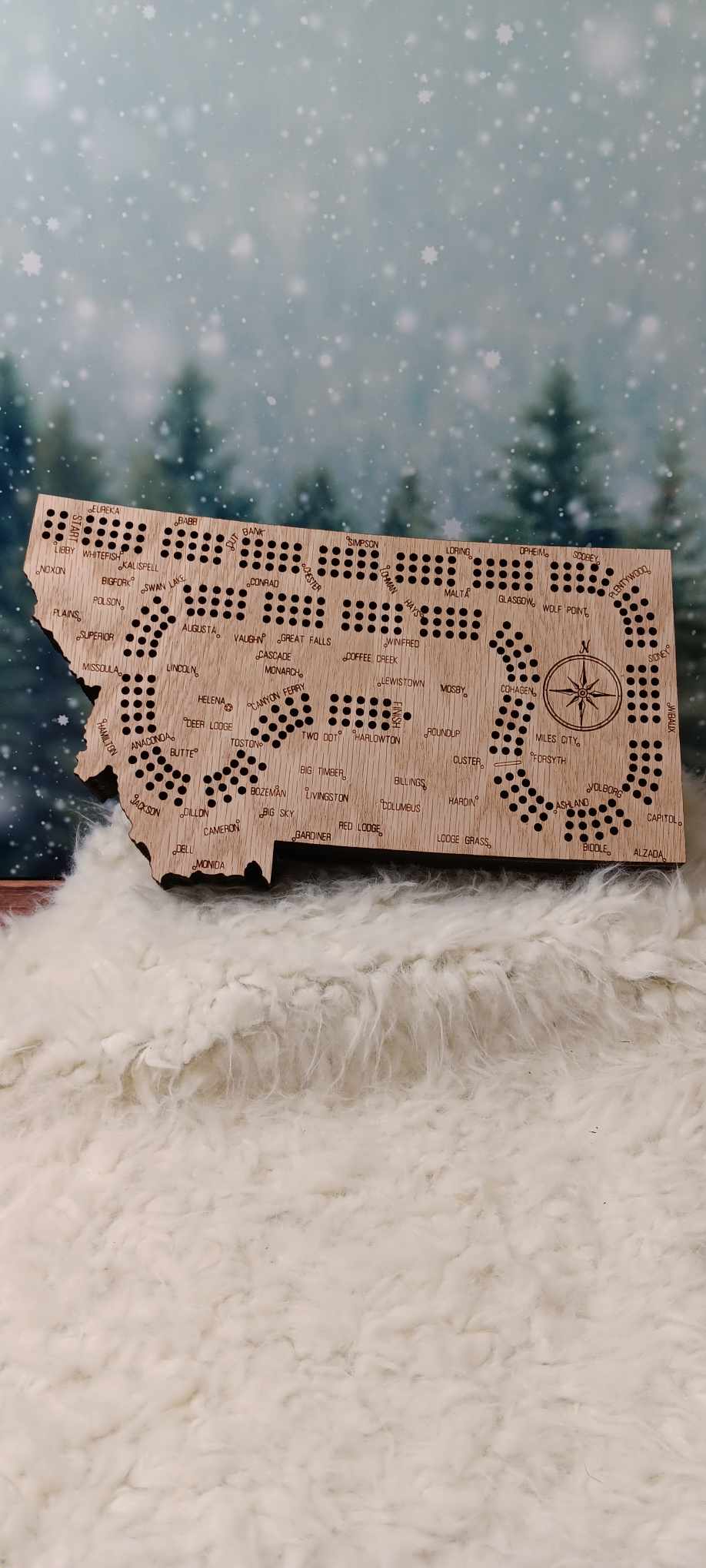 Montana-Shaped Cribbage Board Set