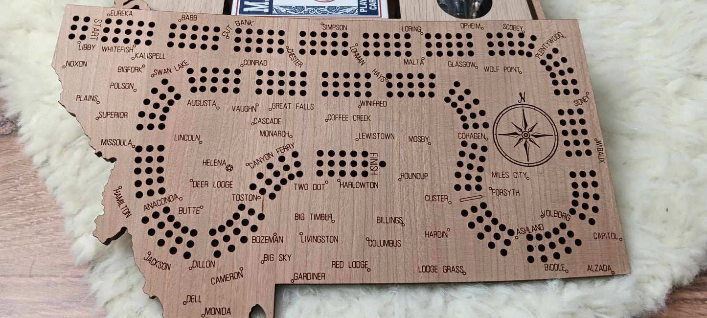 Montana-Shaped Cribbage Board Set