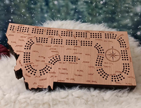 Montana-Shaped Cribbage Board Set