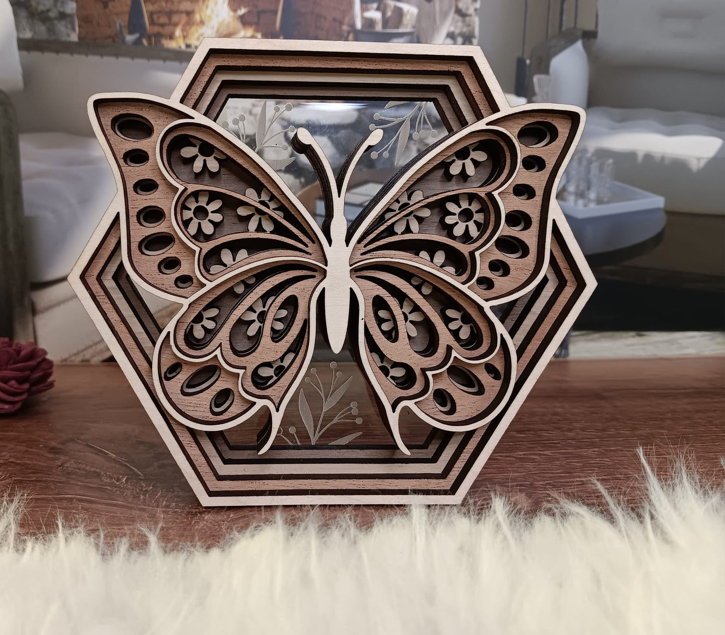 Layered Hexagon Shadow Boxes