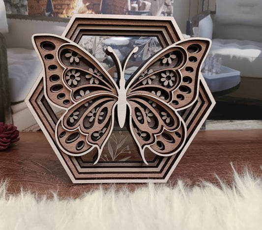 Layered Hexagon Shadow Boxes