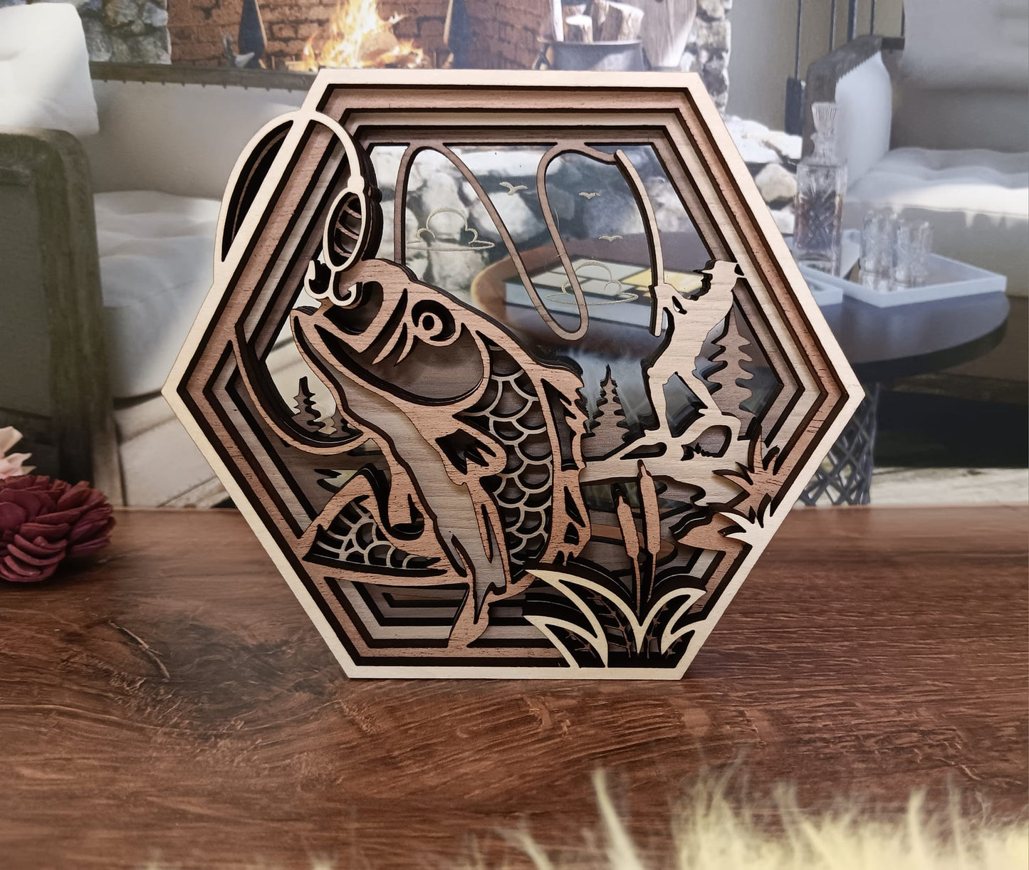 Layered Hexagon Shadow Boxes