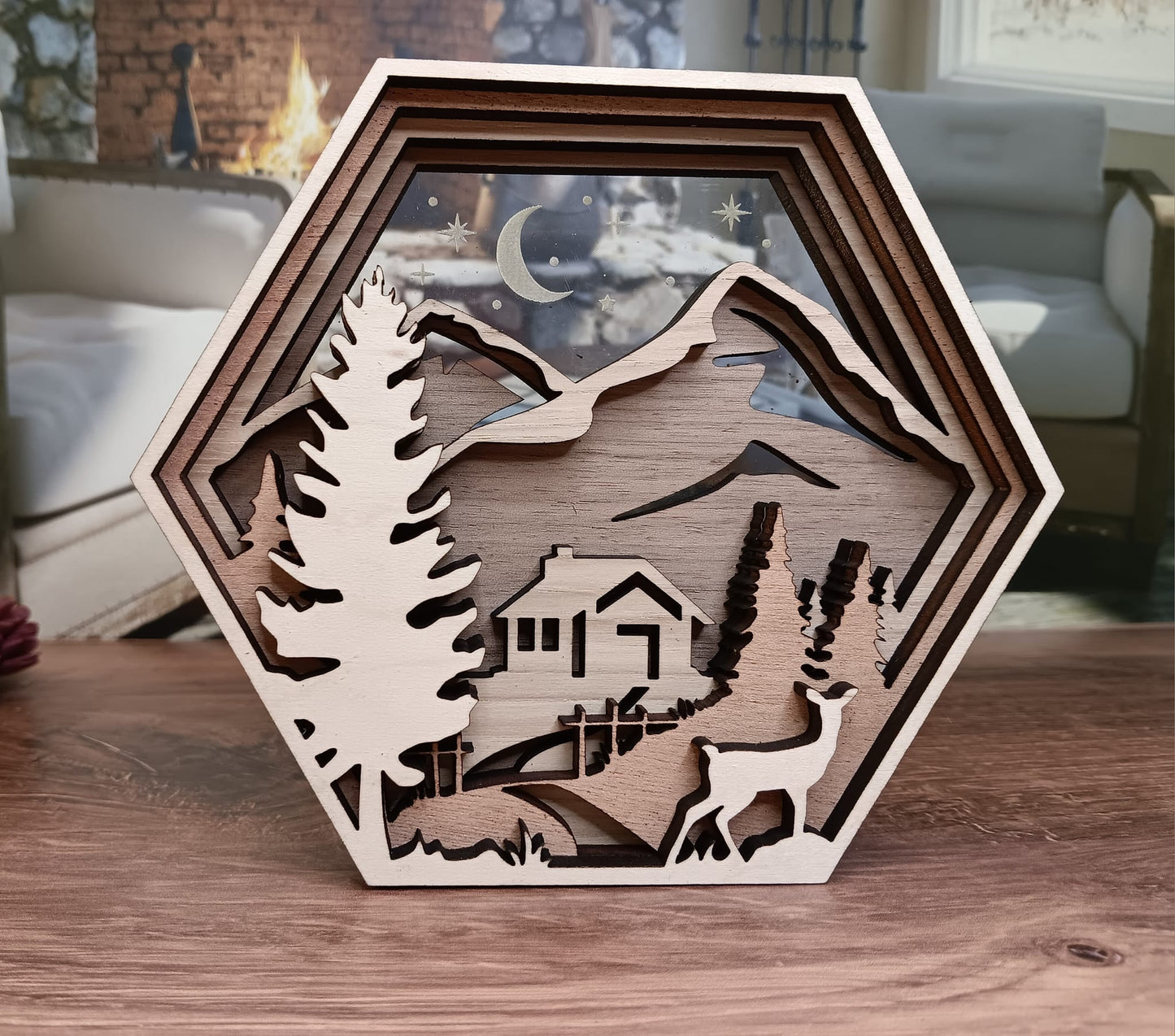 Layered Hexagon Shadow Boxes
