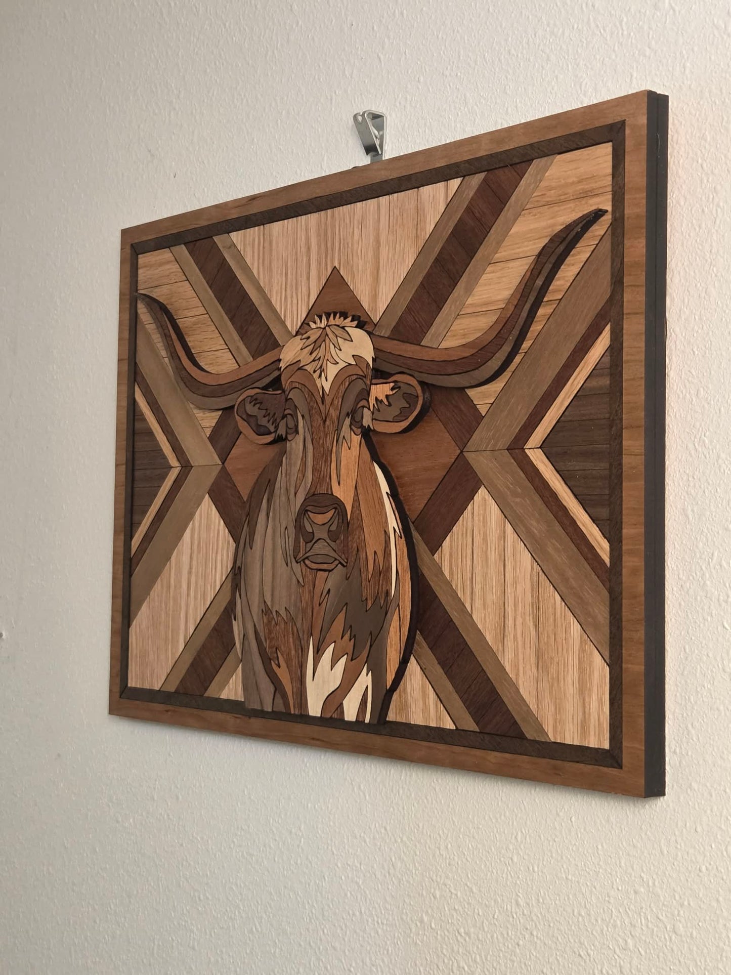 Layered Wooden Longhorn Wall Art