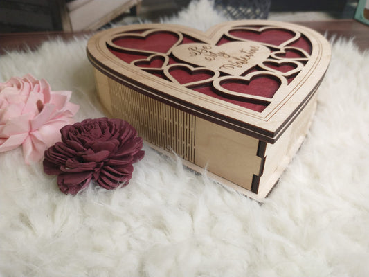 Wooden Heart-Shaped Valentine Box