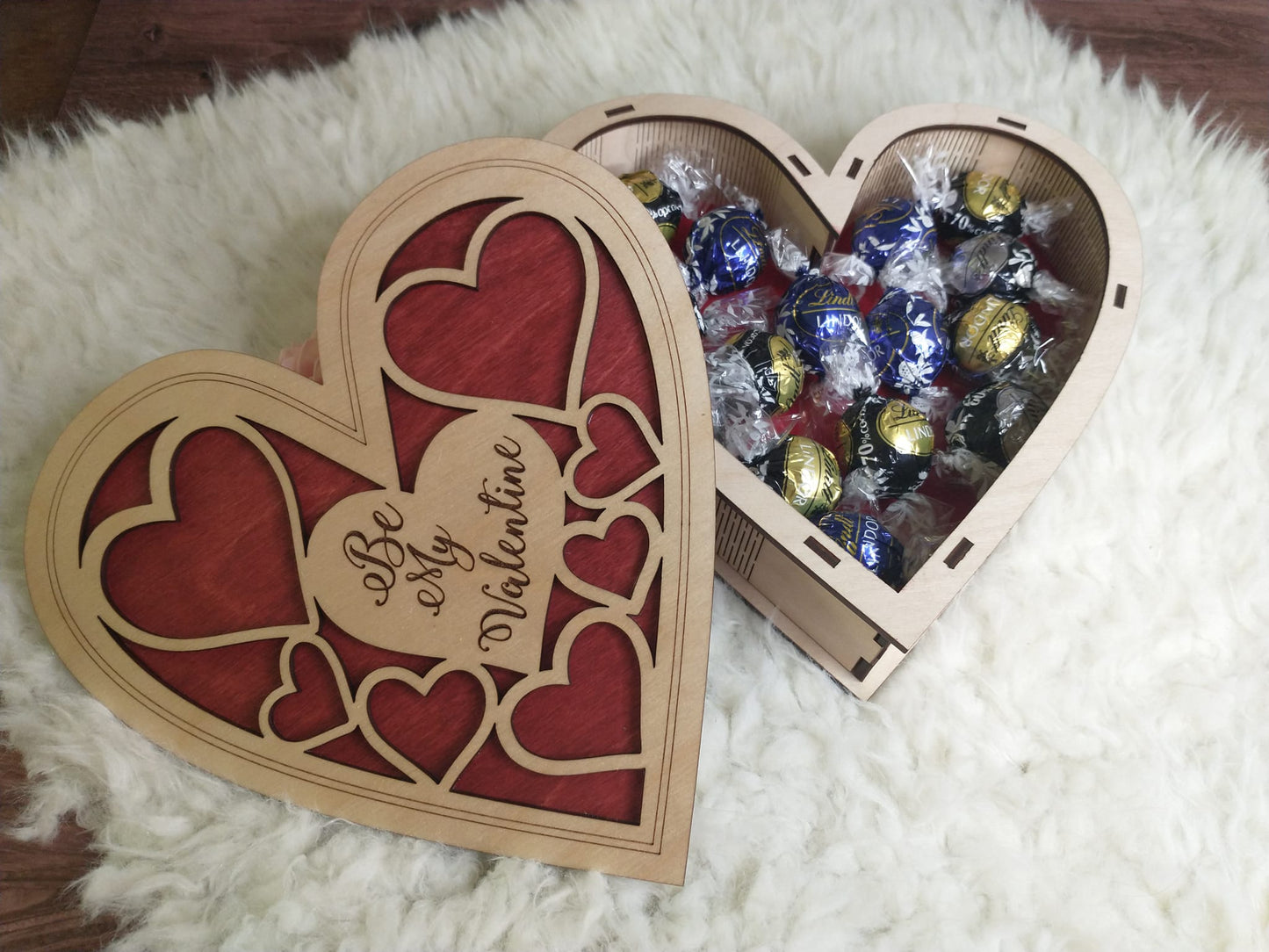 Wooden Heart-Shaped Valentine Box