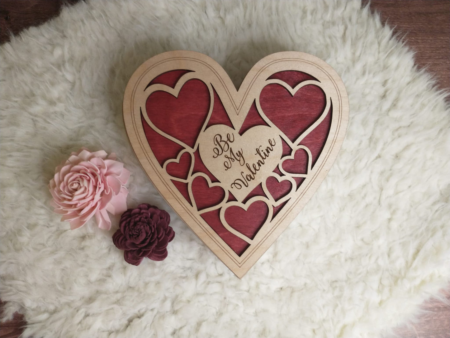 Wooden Heart-Shaped Valentine Box
