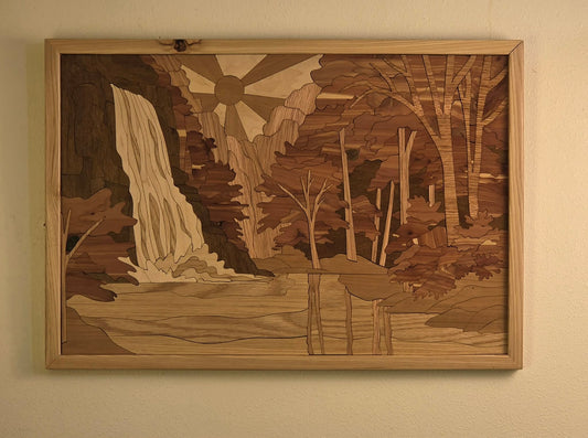 Handcrafted Wood Inlay Landscape