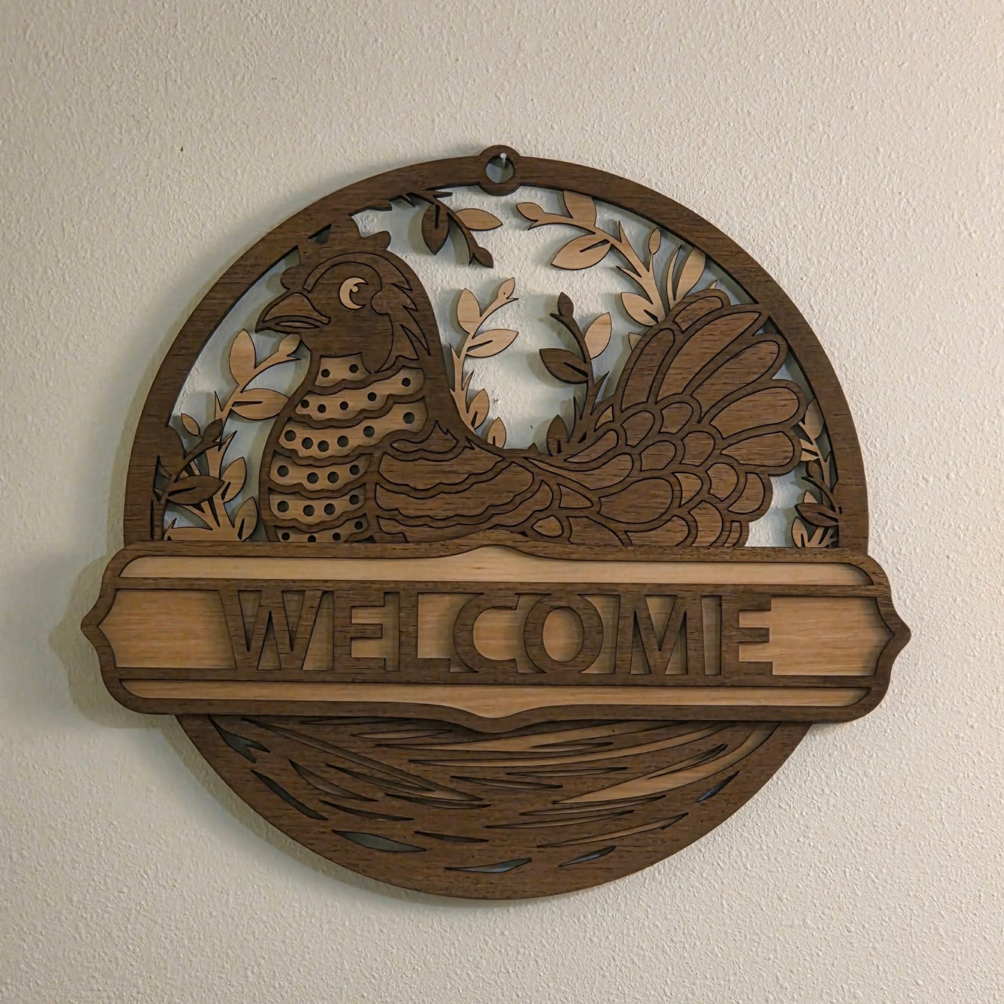 Layered Hen Welcome Sign
