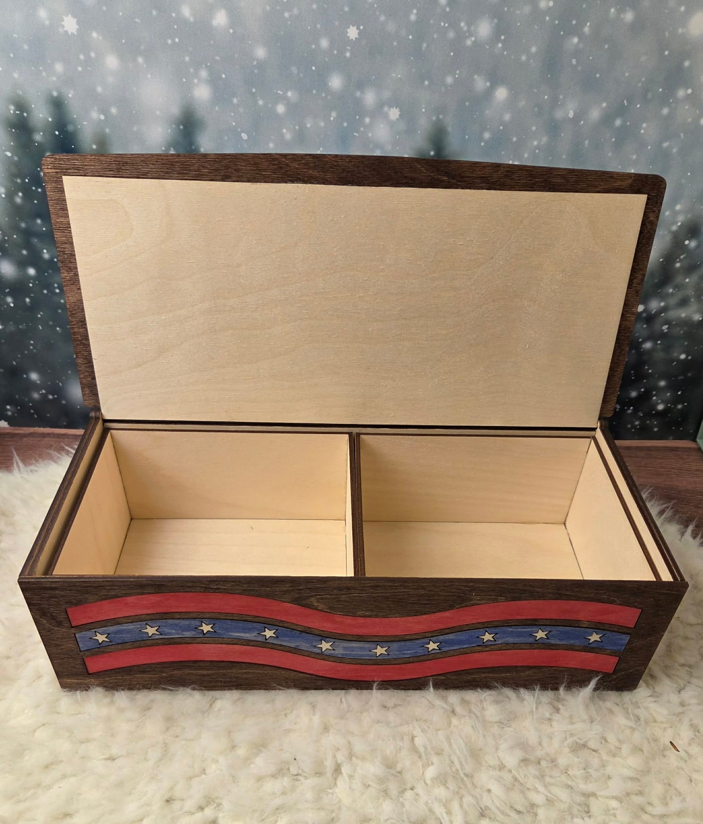 Handcrafted Patriotic Eagle Wood Keepsake Box