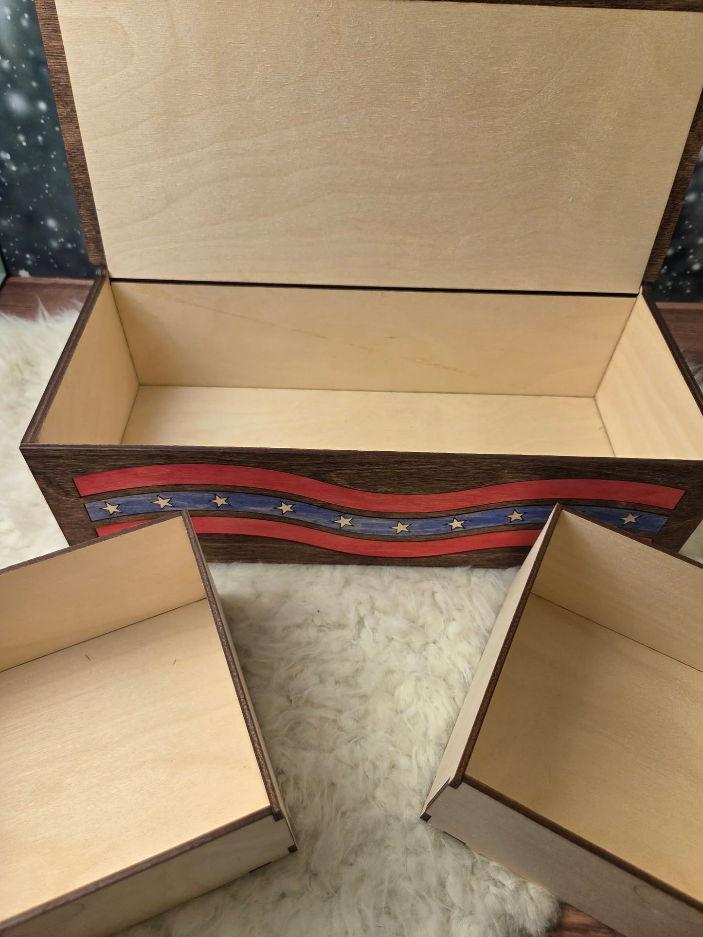 Handcrafted Patriotic Eagle Wood Keepsake Box