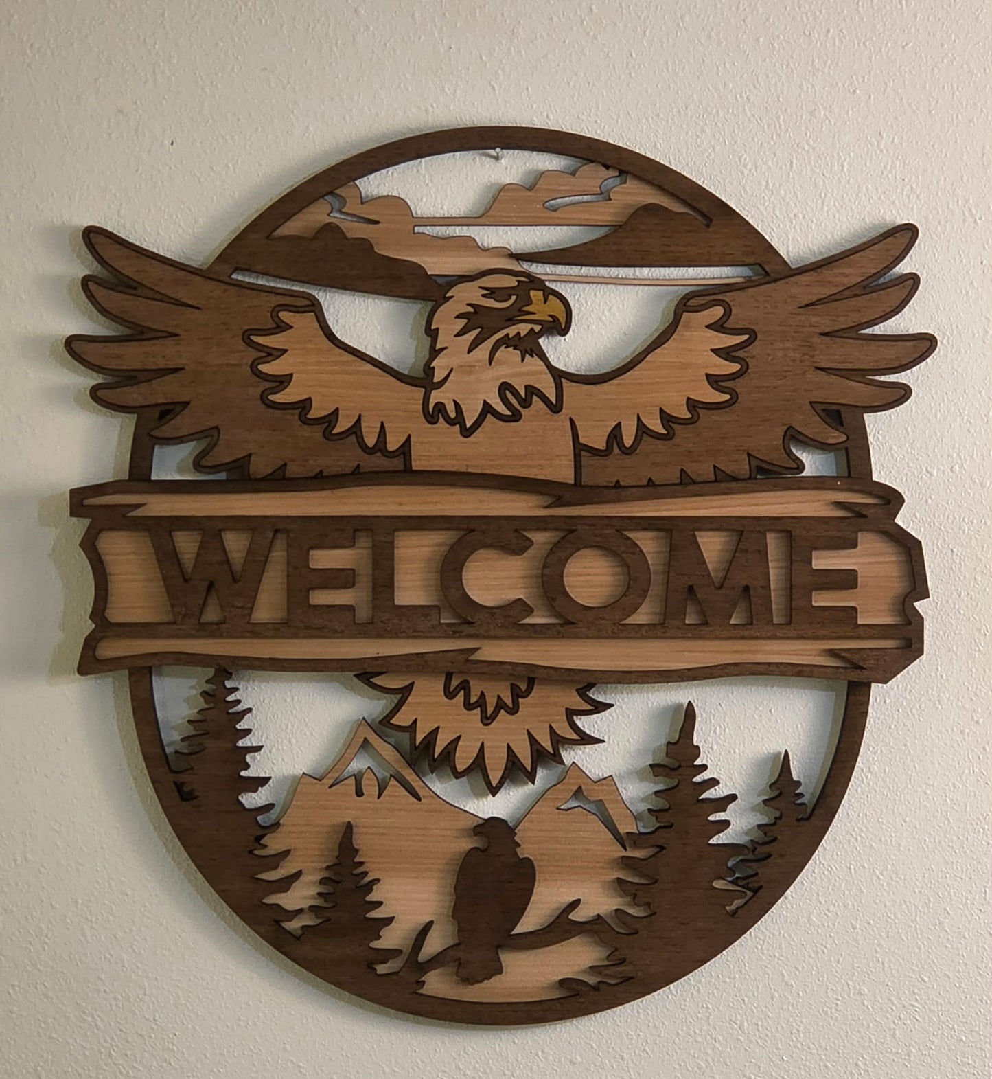 Layered Eagle Welcome Sign