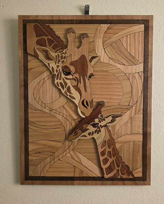Handcrafted Giraffe Wood Wall Art