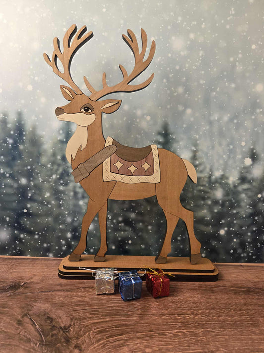 Wooden Reindeer Figure