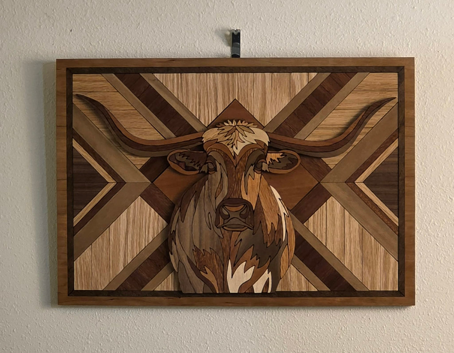 Layered Wooden Longhorn Wall Art